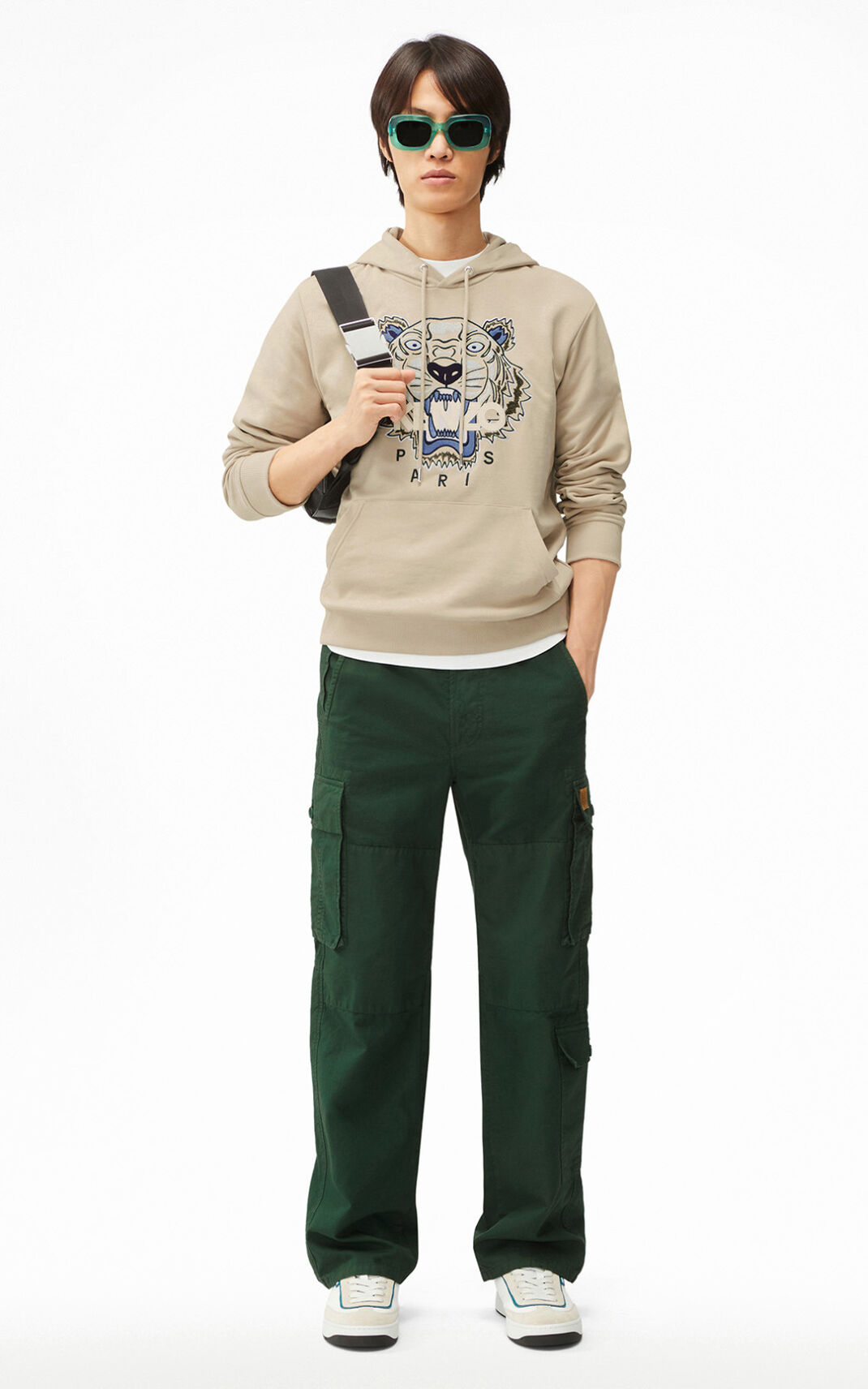 Sweat A Capuche Kenzo Tiger Homme Marron | SRXY-89316